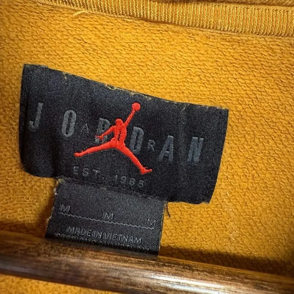 Jordan Hoodie Men's Medium Orange Yellow Garment Dyed Flight Nike Sweatshirt